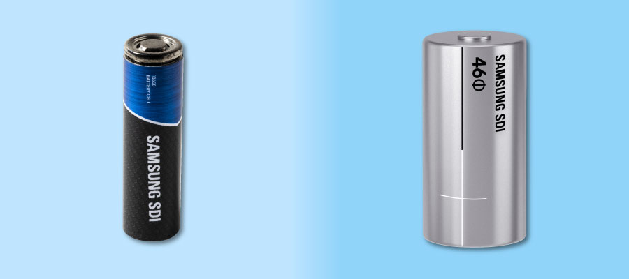 [(Left to right) 21700 cylindrical battery, 46-phi cylindrical battery]