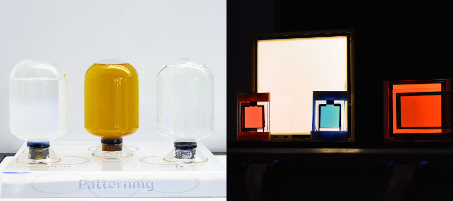 [semiconductor materials (left) and OLED materials (right)]