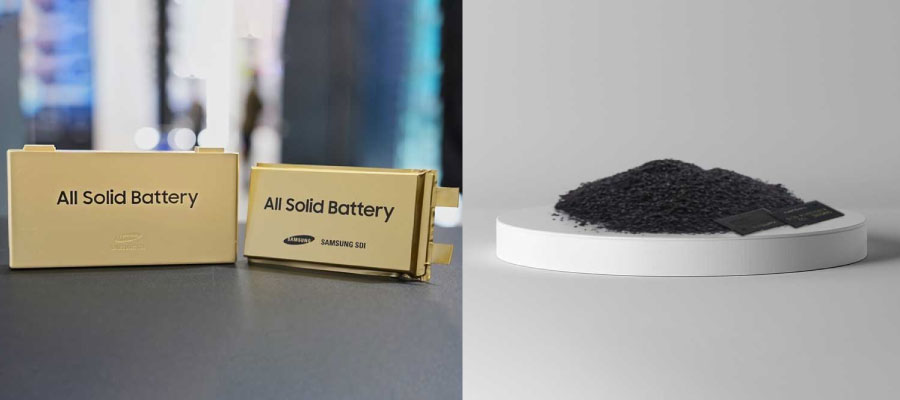 [(Left to right) All-solid-state battery &ldquo;SolidStack,&rdquo; high-thermal-conductivity EMC]